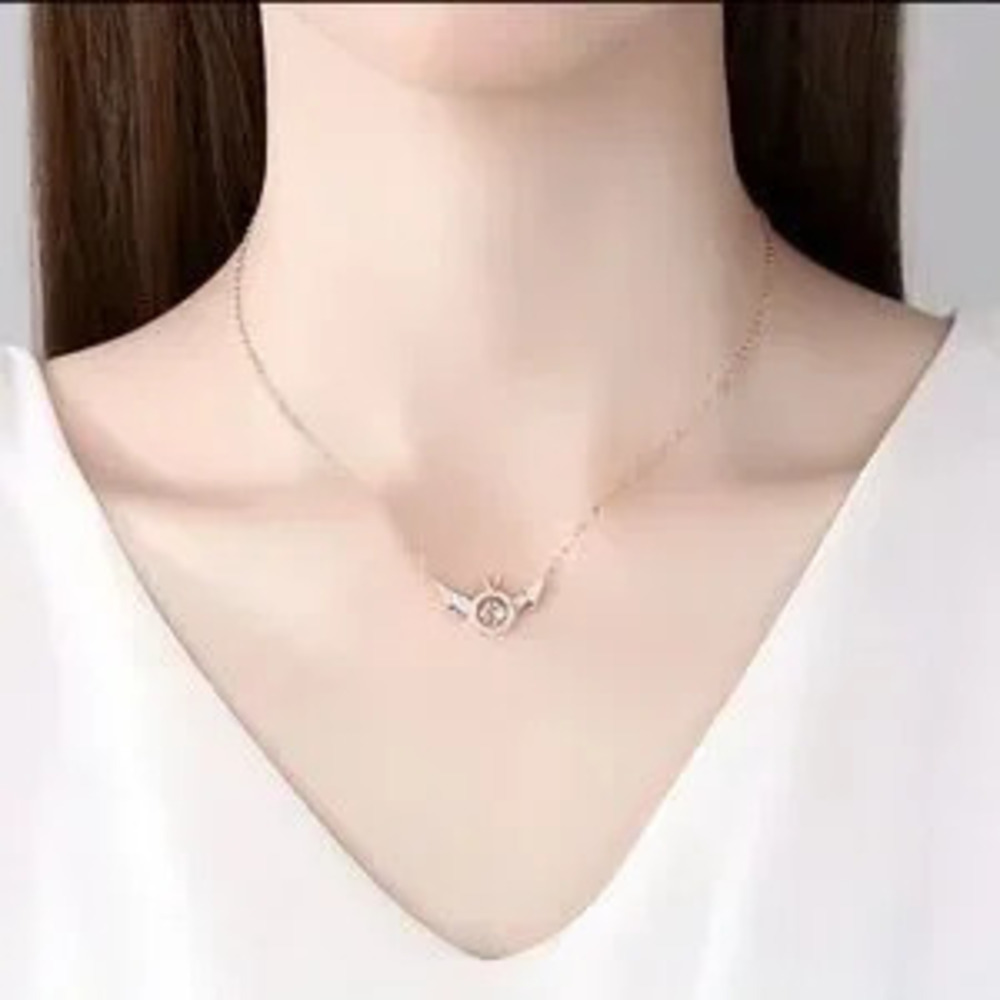 14K Gold Plated Diamond In Motion Diamond Ring w/Wings Necklace